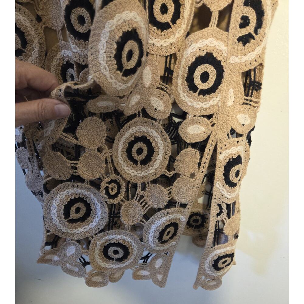 Boston Proper Crochet Long Maxi Tank Dress Size Small Tan Black Lined Pullover - Picture 6 of 12